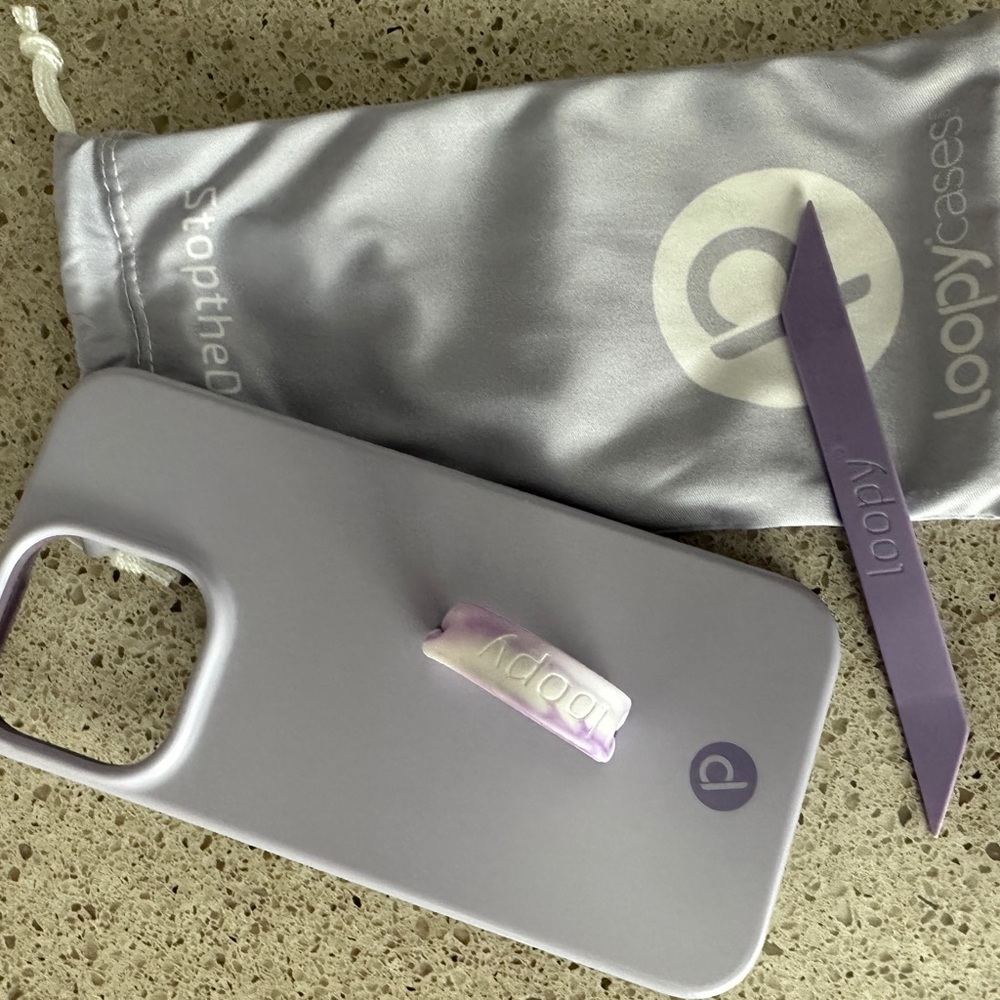 Loopy iPhone 14 ProMax case in Lilac with two loops included *lefty